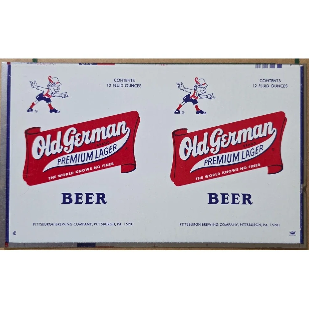 VINTAGE OLD GERMAN BEER METAL flat unrolled Can‎ PITTSBURGH BREWING COMPANY